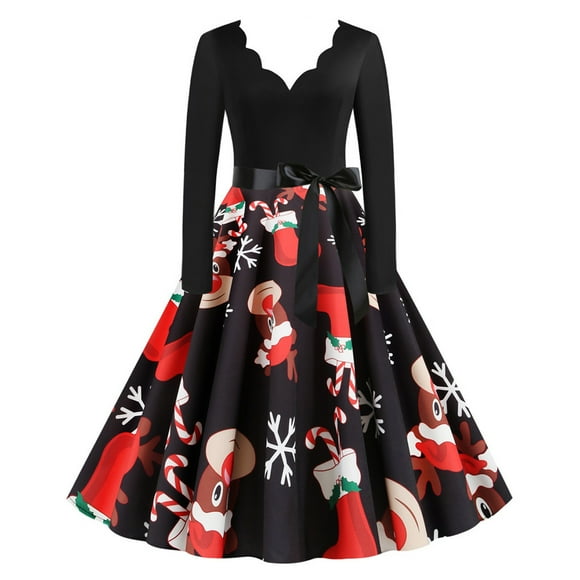 Women Casual Long Sleeve Dresses Empire Waist Knee Length Loose Dress