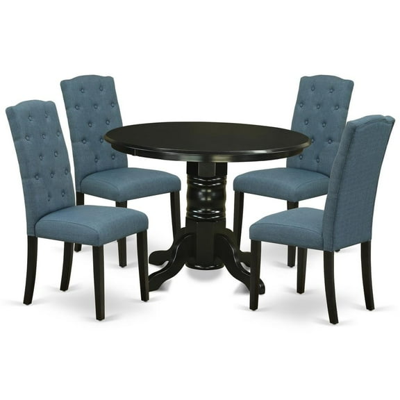 East West Furniture Dining Room Set Black, SHCE5-BLK-21