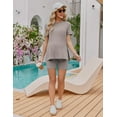 thumbnail image 4 of Ekouaer Women's Maternity Two Piece Set Outfits Summer Pregnancy Clothes Short Sleeve Split Side T-Shirts and Biker Shorts, 4 of 7