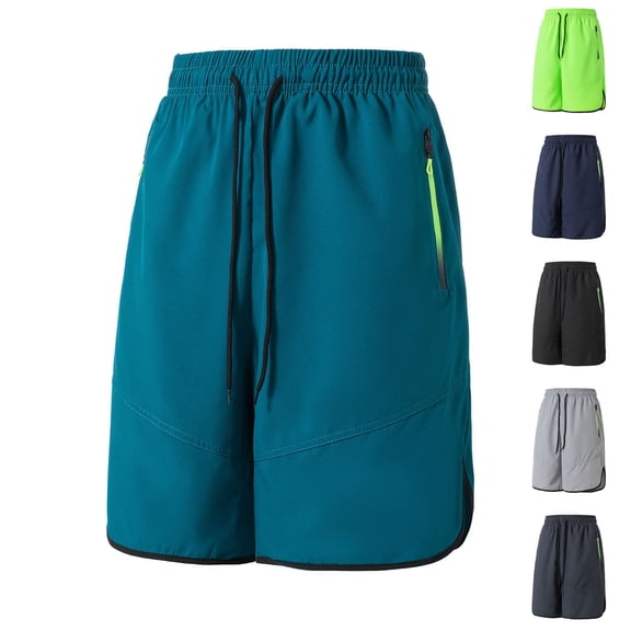 BRGZLK Men's Beach Shorts Drawstring Elastic Waist Swim Trunks Quick Dry Board Shorts Solid Color with Zipper Pockets