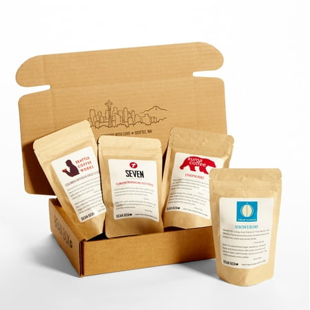 Bean Box Gourmet Coffee Sampler, Variety of Roasts, 4 Bags