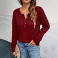 thumbnail image 6 of Waffle Velvet Knit Sweater Shirts for Womens Light Warm Ultra Soft Textured Pullover Sweater Blouses Henley Neck Tops Long Sleeve Blouses Spring Outfits 2025 Pullover Fall Winter Clothes, 6 of 7