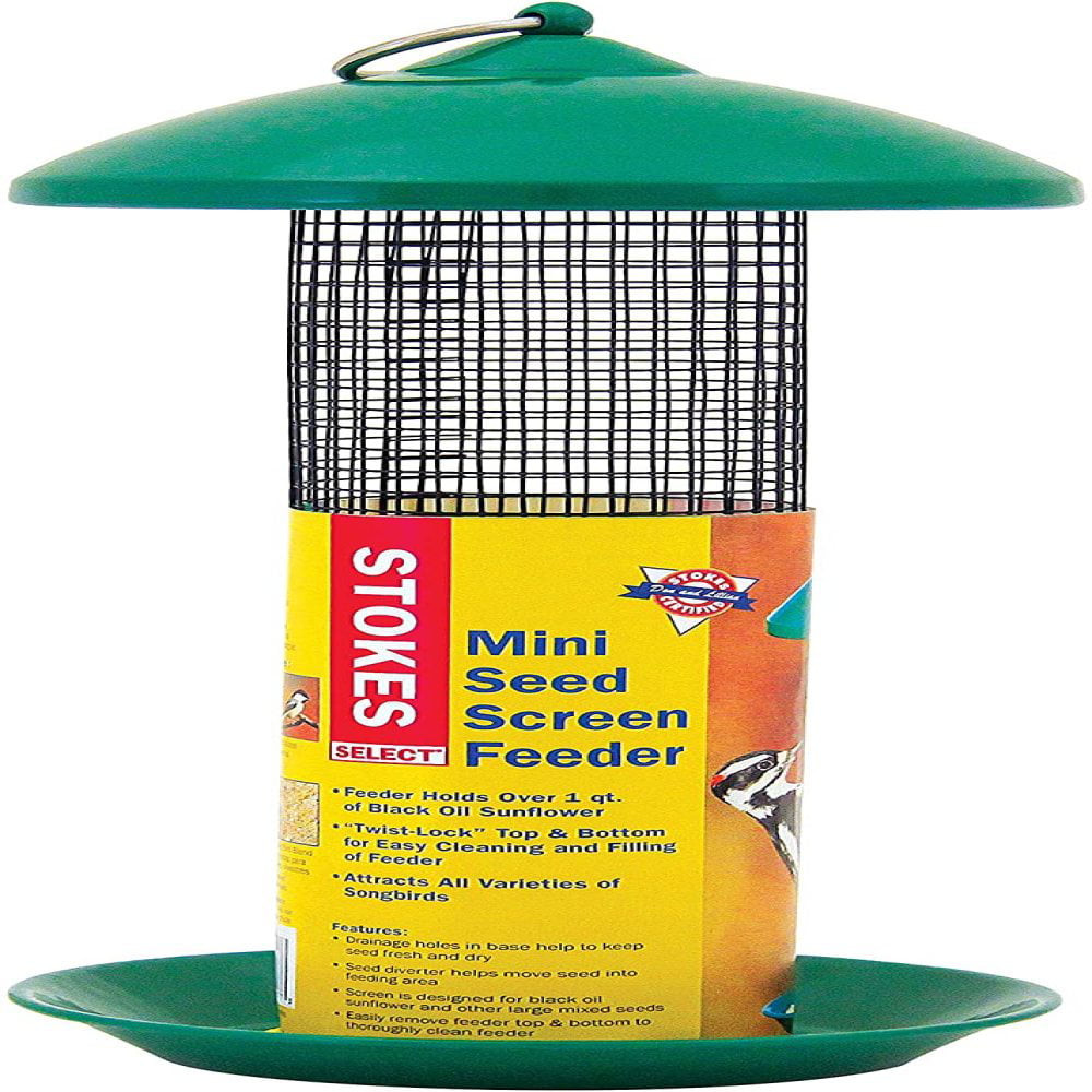 4.4 lb Seed Capacity Stokes Select Mesh Screen Bird Feeder with Metal Roof Green 