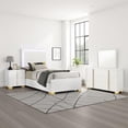 thumbnail image 6 of Dex 4 Piece Twin Bedroom Set, White, Gold Accents, LED Headboard, 6 of 6