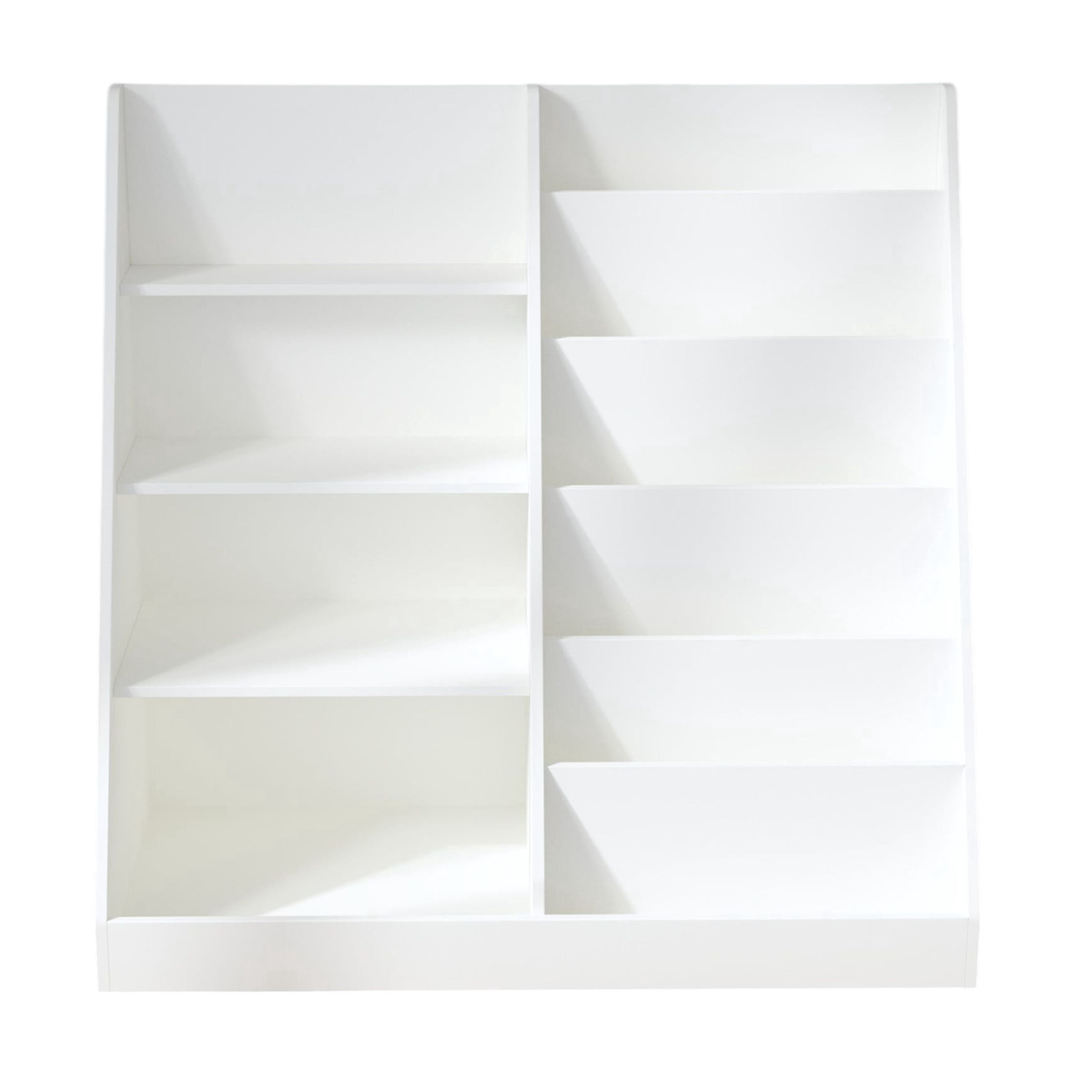 Alvantor Kids Bookshelf and Toy Storage Organizer, Multifunctional 4 Tier Wooden Bookcase for Nursery Playroom, White