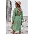 thumbnail image 4 of Femmes Robes Casual Manches Courtes Bouton Imprimé Floral vers le Bas V Cou Été Boho Midi Robe, 4 of 6