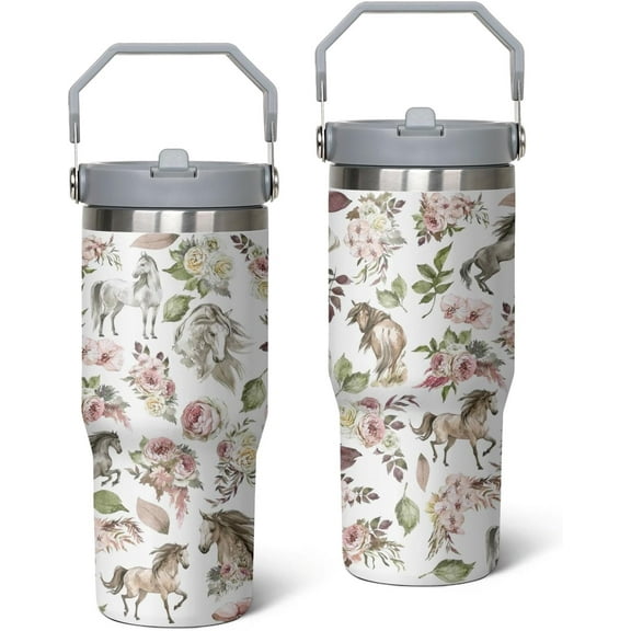 30 oz Horse Tumbler with Handle Gifts for Horse Lover Funny Cool Birthday Gift 30oz Stainless Steel Travel Cup Mug Water Bottle