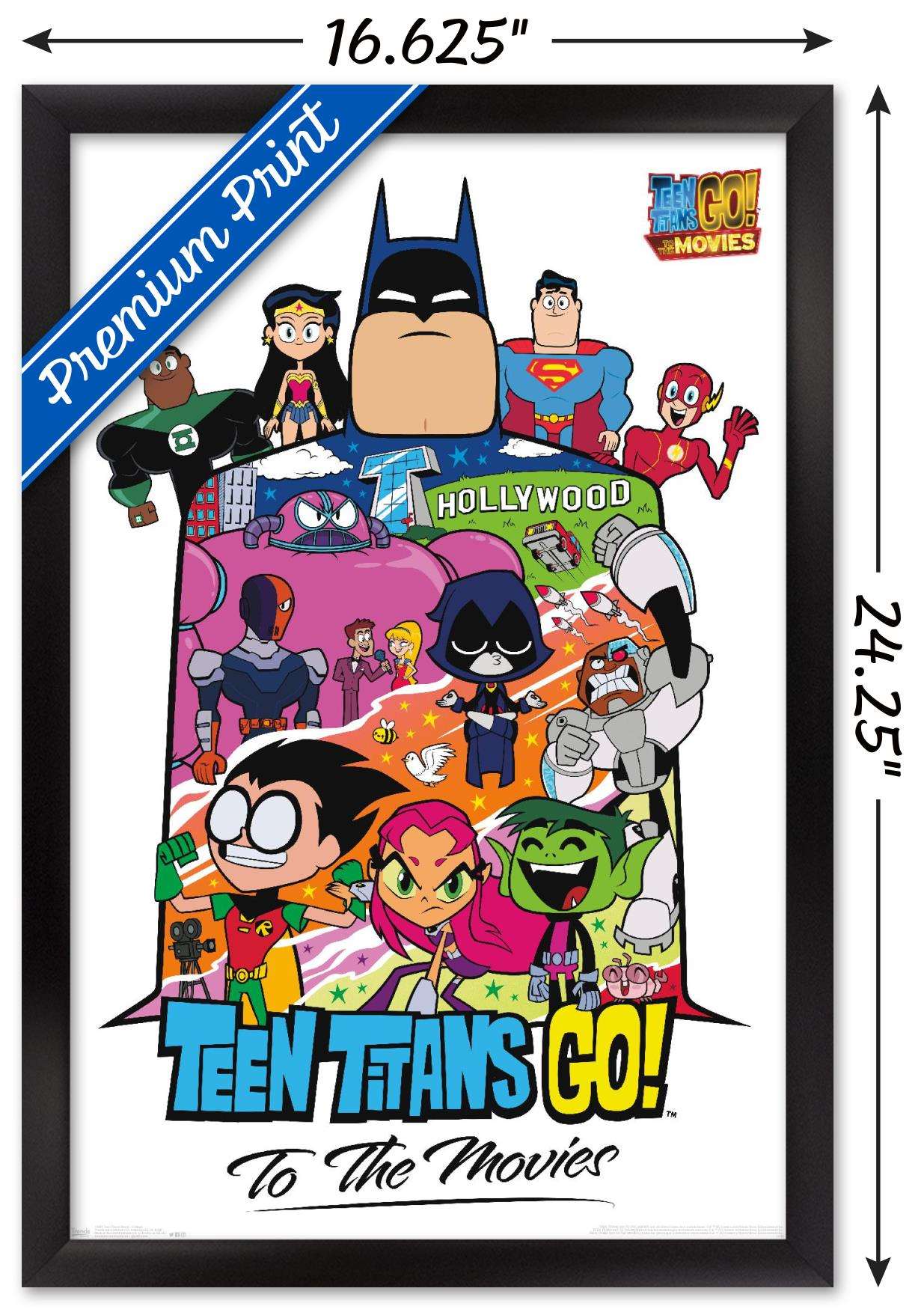 DC Comics Movie - Teen Titans Go! To The Movies - Collage Wall Poster, 14.725" x 22.375", Framed