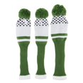 thumbnail image 1 of 3 uds., Cubierta de punto para conductor de palo de golf, cubierta de cabeza de pompón de golf, juego de protección para de calle de conductor Verde Soledad Revestimientos de Golf Club, 1 of 10