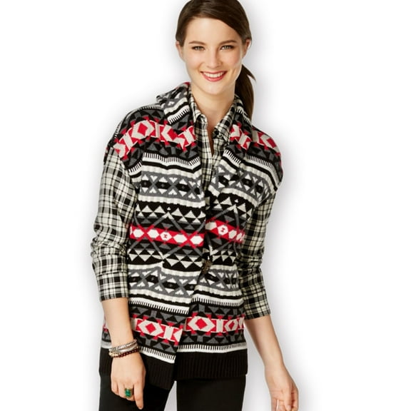 American Living Womens Fair-Isle-Print Sweater Vest, Black, X-Small
