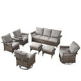 thumbnail image 3 of Gymojoy Patio Furniture Sets, 7 Pieces Outdoor Patio Sectional Sofa Set, Wicker Rattan Outdoor Conversation Swivel Chair Set with Ottoman for Poolside, Backyard, 3 of 13