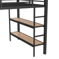 thumbnail image 6 of Queen size Loft Bed Frame with Wardrobe,Metal Loft Bed with Storage Shelves and Pegboard,Black, 6 of 18