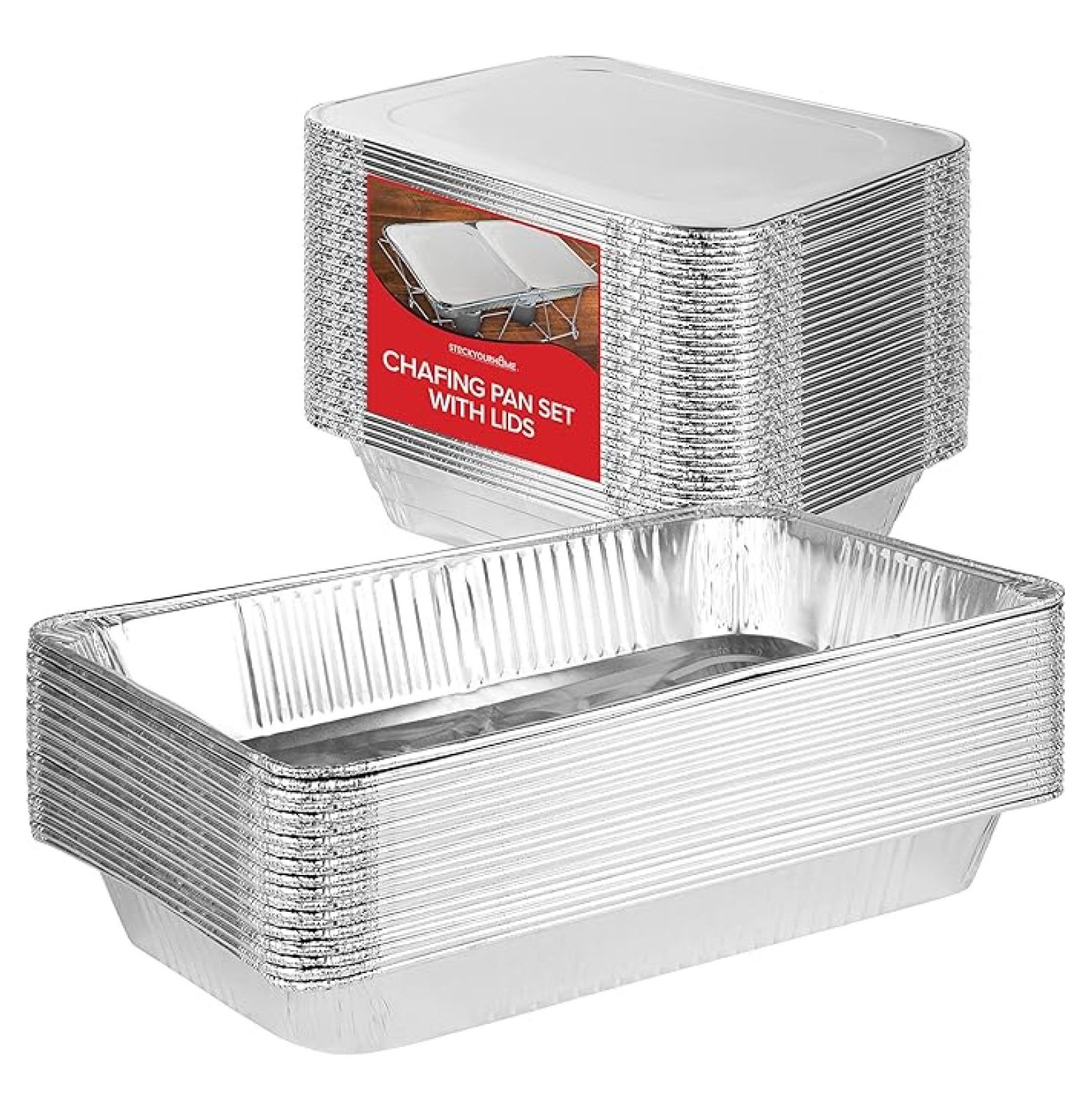 Disposable Full Size Deep Steam Table Aluminum Pans With Lids  10 Count Foil Pans With Lids For Baking Freezing And Storage 21 X 13 X 3