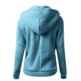 thumbnail image 4 of Womens Winter Fleece Coat Hooded Coat for Women Open Front Zipper Cozy Soft Lamb Plush Sweatshirt Coat Long Sleeve Casual Solid Pocket Fuzzy Fleece Jacket Fleece Coat, 4 of 6
