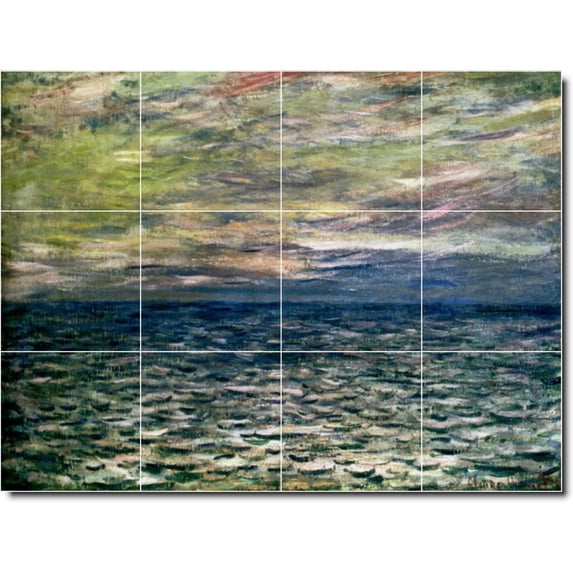 Ceramic Tile Mural-Claude Monet Waterfront Painting 120. 48" w x 36" h using (12) 12 x 12 ceramic tiles