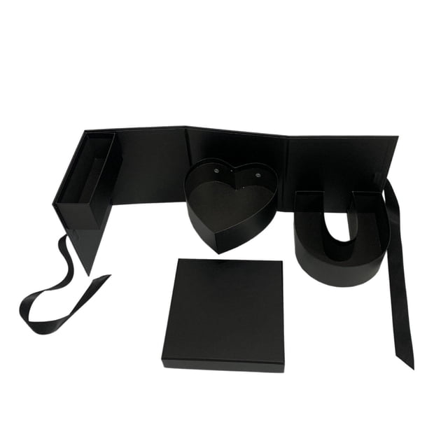 veasfak Empty Flower Gift Box Fillable Gift Box for Anniversary Celebrations Parties Black