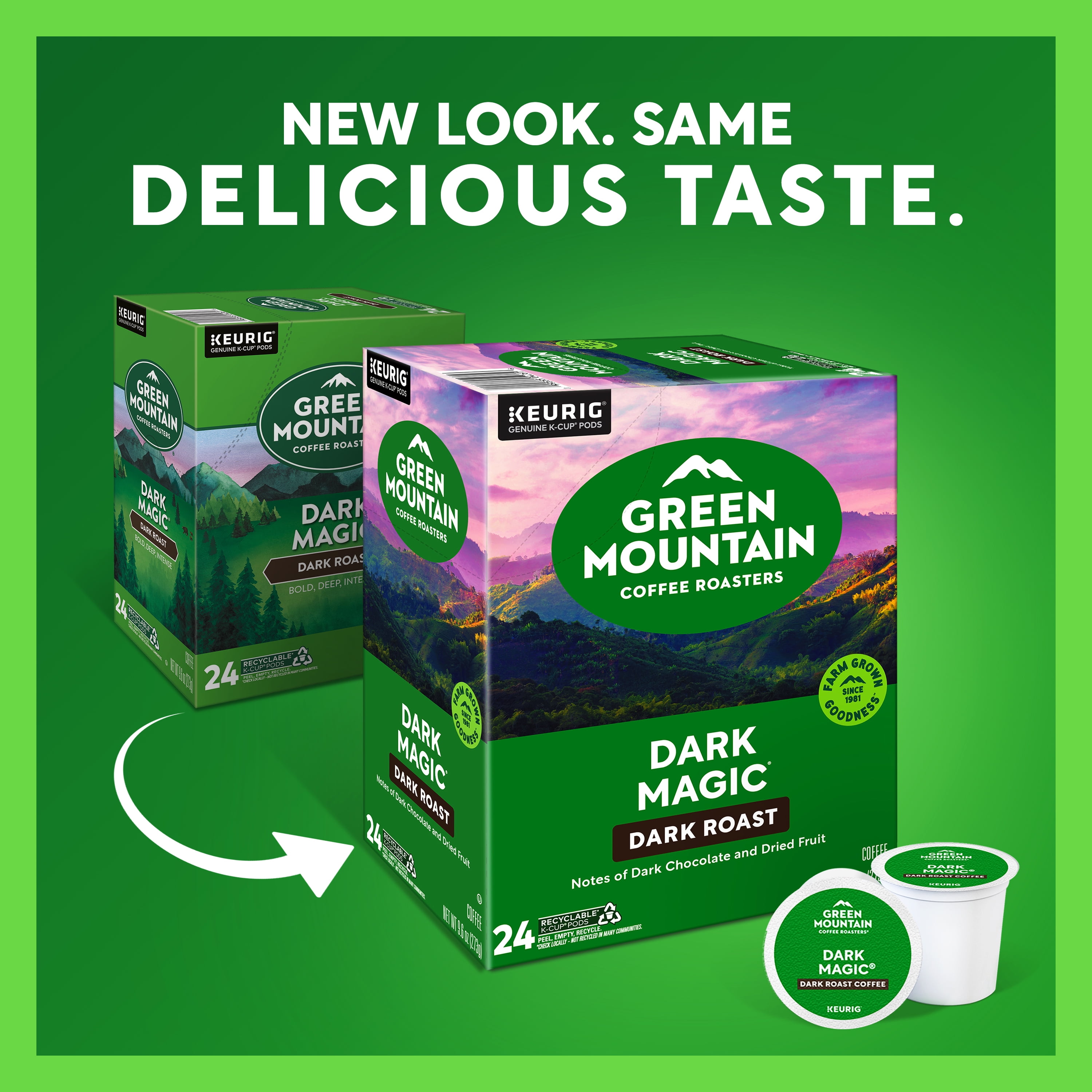 (4 pack) Green Mountain Coffee Roasters, Dark Magic Dark Roast K-Cup Coffee Pods, 24 Count