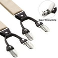 thumbnail image 3 of Buyless Fashion Satin Twill Formal Mens Suspenders - 48" Adjustable 6 Clip Y Back - 1 1/4" Leather End, 3 of 8