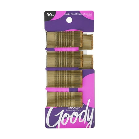 Goody Bobby Pins Slide-proof Grip, Secure Hold, Small, Hair Pins, Brown, 90 Ct