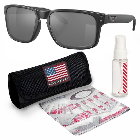 Oakley OO9102 Holbrook Square Shaped Polarized Sunglasses for Men - Includes Official Eyewear Kit - Matte Black Frame with Prizm Black Lens