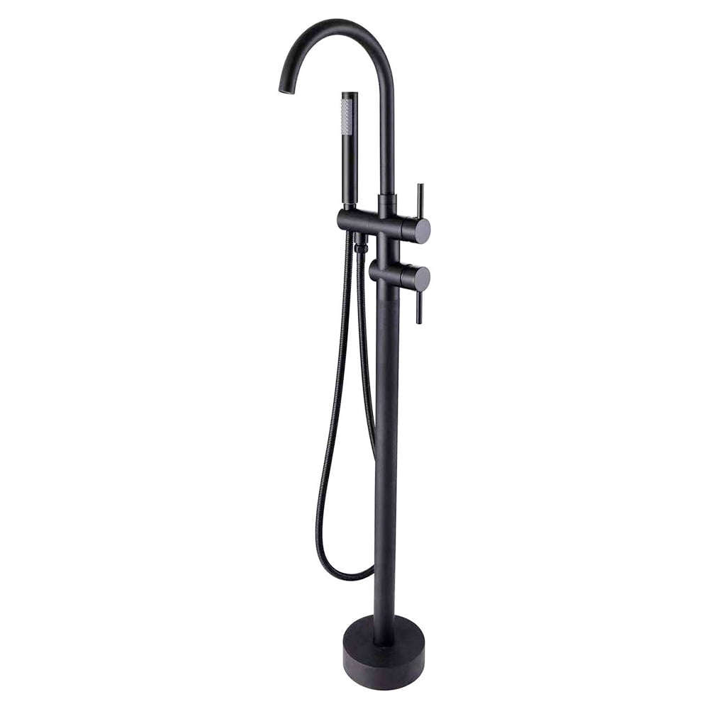 Black Brass Swivel Bathtub Faucet Wall Mount Mixer Tap with Hand Shower Hose Kit 