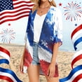 thumbnail image 5 of JULMCOMO American Flag Lightweight Cardigans for Women Red White Blue Half Sleeve Independence Day Kimono Cover Ups Summer Tops White XL, 5 of 6