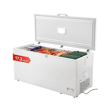 KFFKFF Top-Open Chest Freezer 17.2 Cu.ft / 488 L Deep Freezer & 4 Detachable Baskets, Top Opening Door Commercial Chest Freezers with Secure Lid, 7-Level Temperature control