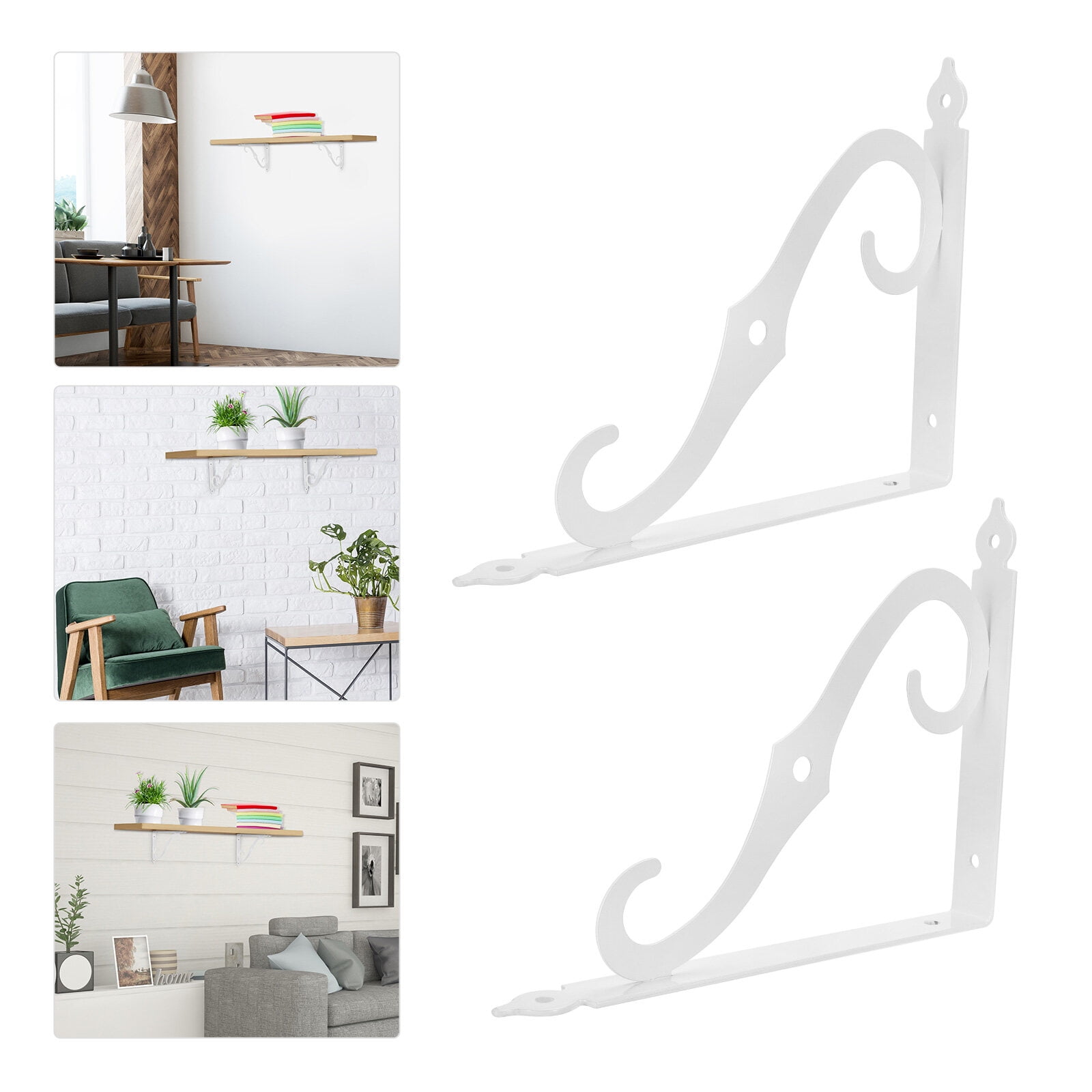 ULTNICE Iron Shelf Brackets White 2Pcs 9.3X7.5in