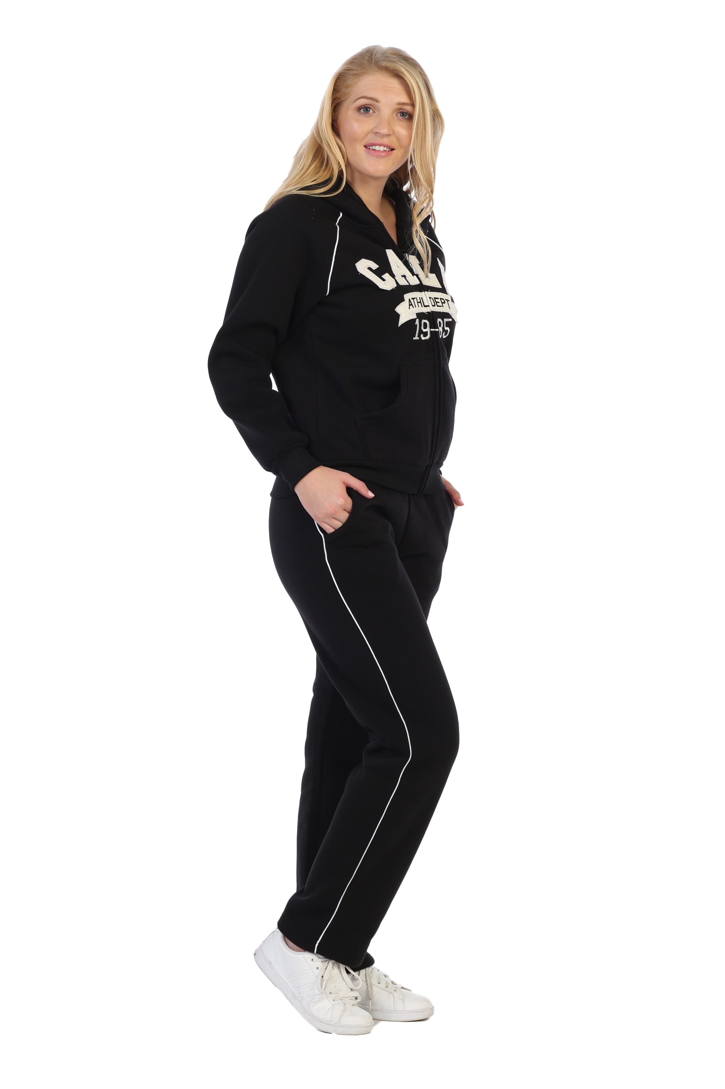 UNIK - unik Women Cali Fleece Sweatsuit Set, Black Size XX-Large - Walmart.com - Walmart.com