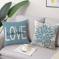 thumbnail image 3 of Blue Outdoor Waterproof Throw Pillow Covers 18 x 18 Set of 4 Floral Geometric Bless Our Home Love Lives Here Decorative Cushion Case for Patio Furniture Bedroom Sofa Couch, 3 of 5