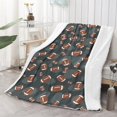 thumbnail image 2 of Football Dot Darkblue Pattern Soft Sherpa Fleece Throw Blanket, Warm Cozy Plush Blanket for Sofa Bed Couch, All Season, 60"x80", 2 of 5