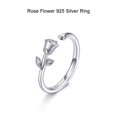 thumbnail image 4 of Anillo De Flor De Rosa Anillo Abierto De Plata De Ley 925 Anillo De Dedo Ajustable Para Mujeres Niñas Regalo Del Día De San Valentín Monstrate AP005474-00, 4 of 6