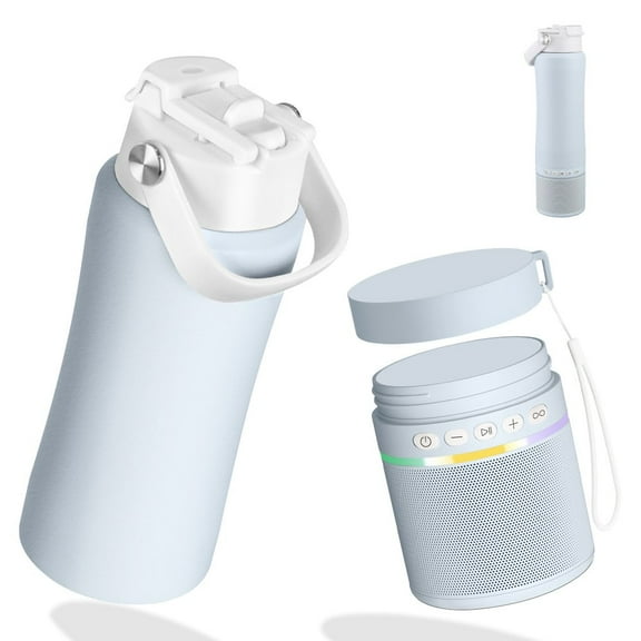 MYONAZ Insulated Water Bottle Bluetooth Speaker 2-in-1 18oz Stainless Steel Tumbler with Portable Speaker Ideal for Outdoor, School and Family Activities(Blue)