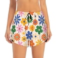 thumbnail image 3 of Uemuo Groovy Daisy Flowers Pattern Women's Athletic Shorts High Waisted Running Shorts with Liner Pockets Gym Elastic Workout Shorts-, 3 of 9