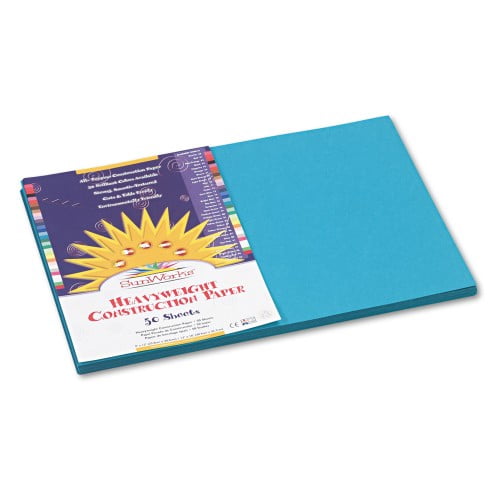 New SunWorks Construction Paper, 58lb, 12 x 18, Turquoise, 50/Pack,Each