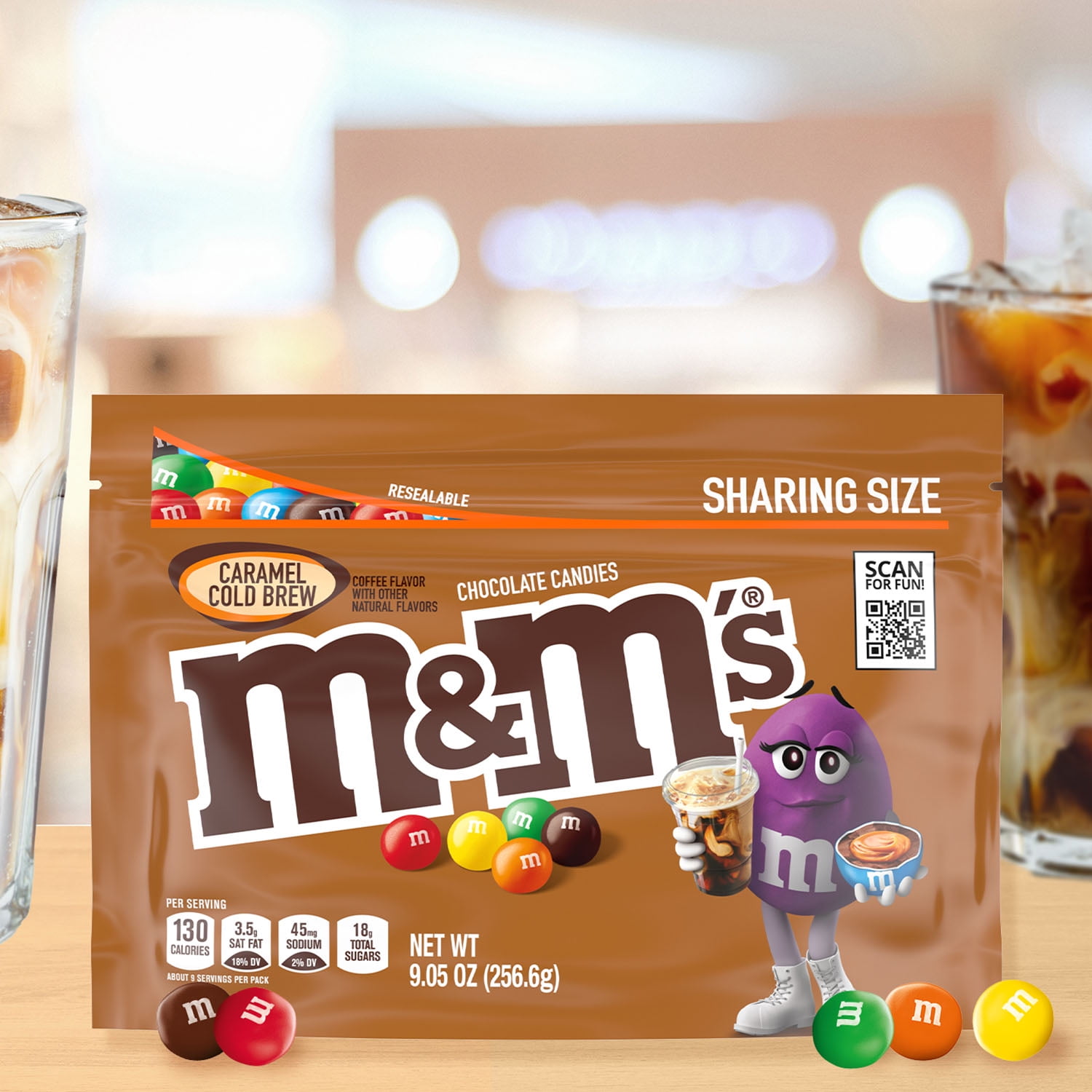 M&M'S Caramel Cold Brew Chocolate Candy, Sharing Size - 9.05 oz-Pack of 2