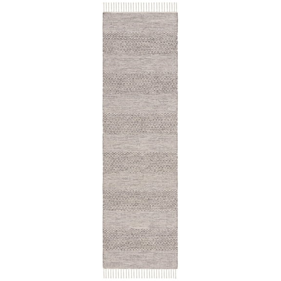 SAFAVIEH Montauk Karlene Geometric Cotton Runner Rug, Ivory/Steel Grey, 2'3" x 22'