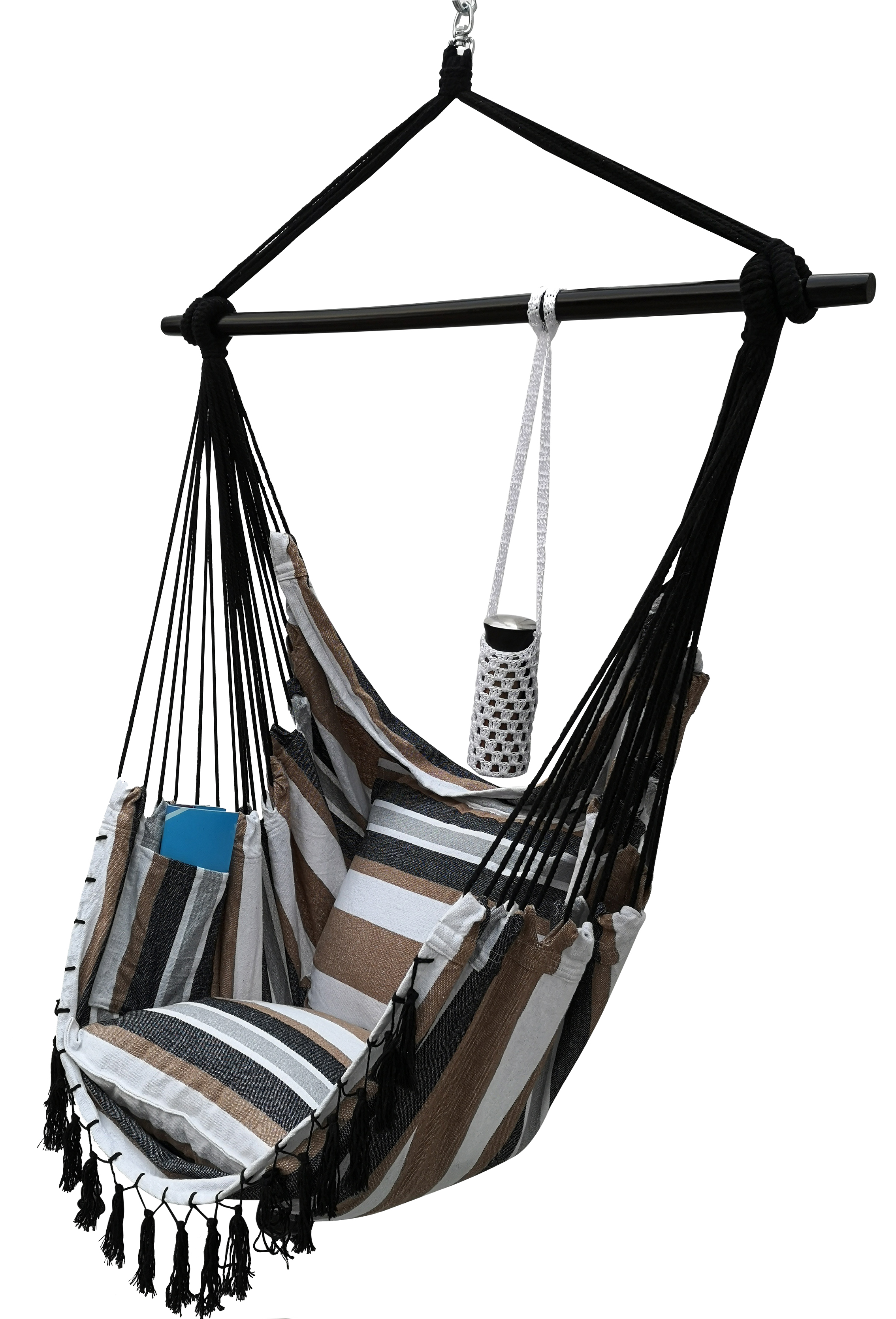 Project One Hanging Rope Hammock Chair, Hanging Rope Swing Seat with 2 Pillows, Carrying Bag
