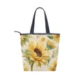 thumbnail image 2 of Zipper canvas bag large capacity large size practical handbag durable Canvas with leather material Vintage Fashion Sunflowers, 2 of 7