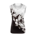 thumbnail image 4 of ICHUANYI Clearance Women Fashion Summer Sexy Fold Printed Regular Lace Sleeveless V Neck Button Top(Black, L) ICHUANYI WER2023080703403, 4 of 5