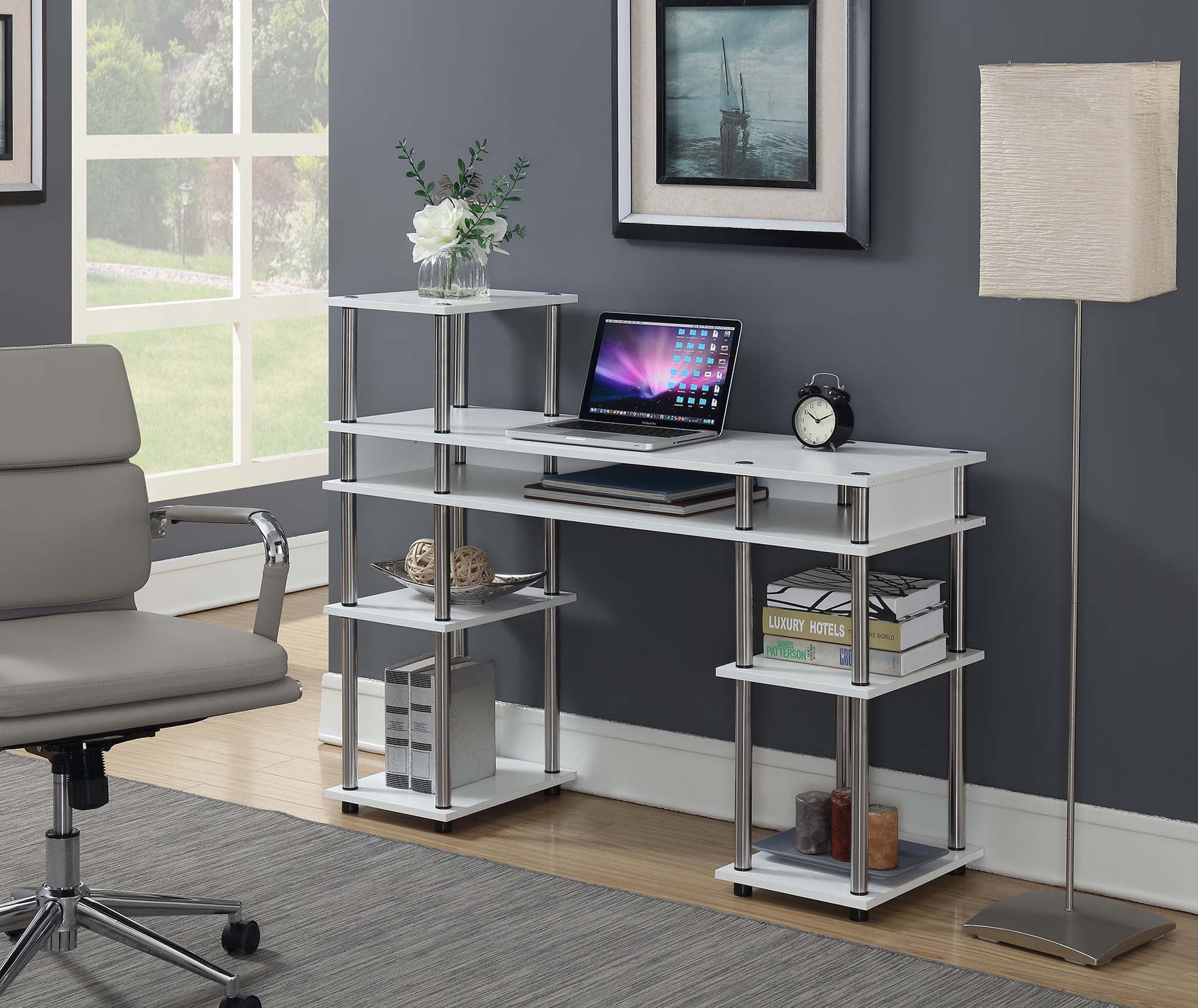 Convenience Concepts Designs2Go Deluxe No Tools Student Desk, White