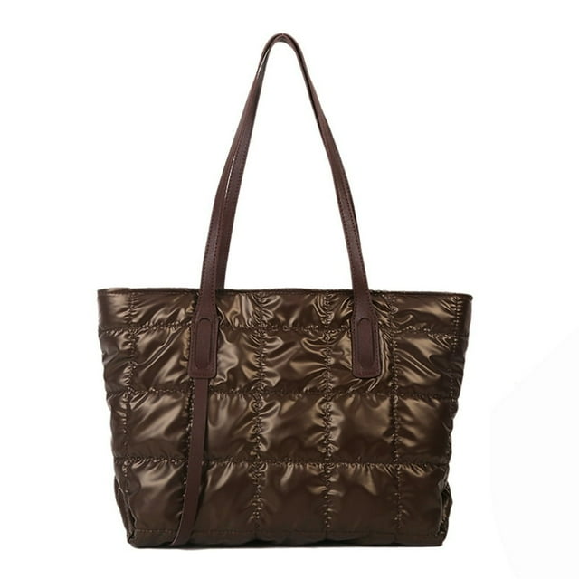 Cotton Padded Ladies Handbags Large Travel Shopping Top-handle Bags (Silver)