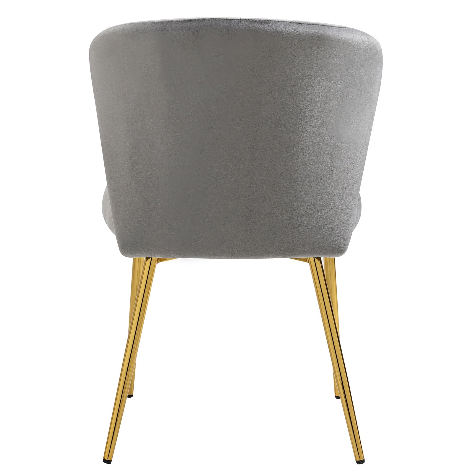 MOJAY Modern Velvet Dining Chair Set of 2 with Tufted Backrest and Golden Legs, Gray