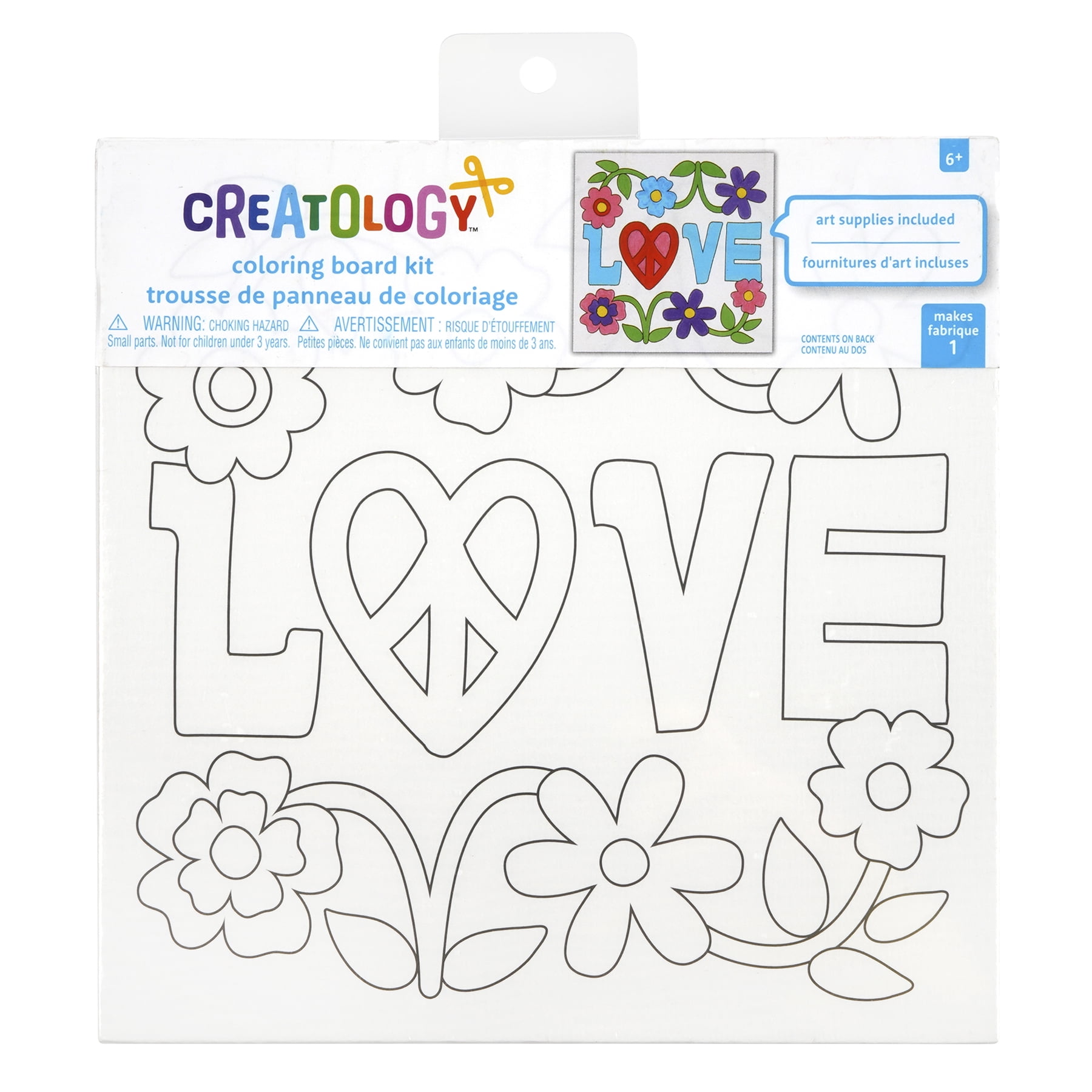 Love Coloring Board Kit by Creatology - 8"x8" Pre-Printed Art Board with Markers for Kids’ Crafts & Activities - 12 Pack