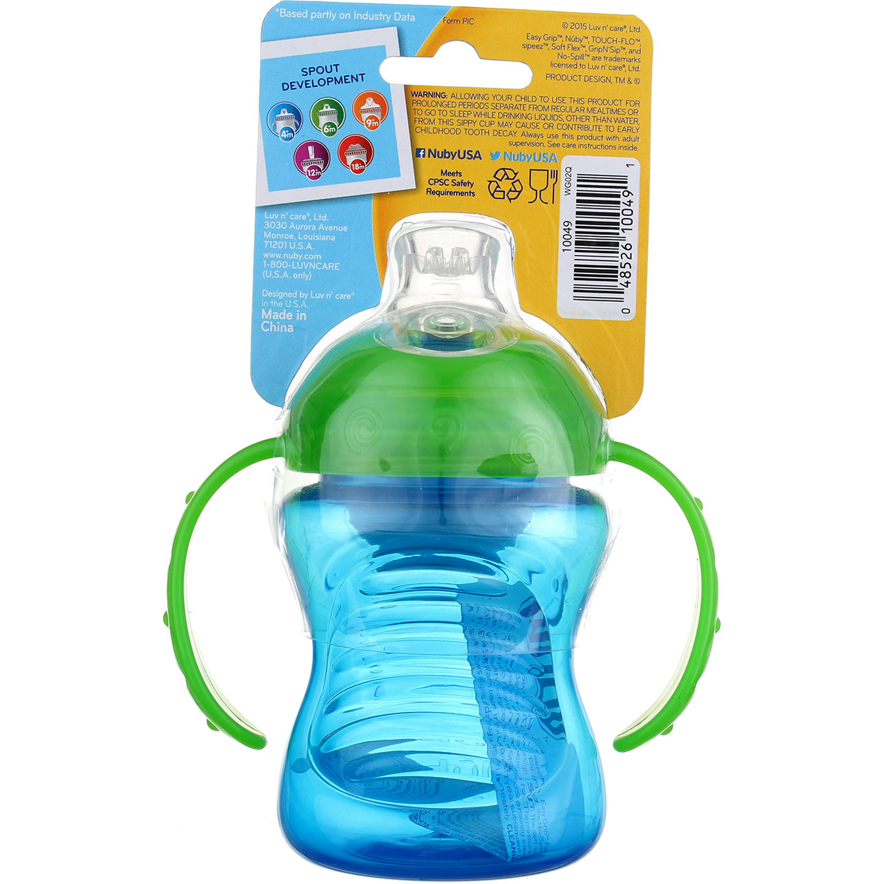 Nuby Grip N Sip Super Spout Sippy Cup with Handles, 4m+, 8 oz - image 2 of 4