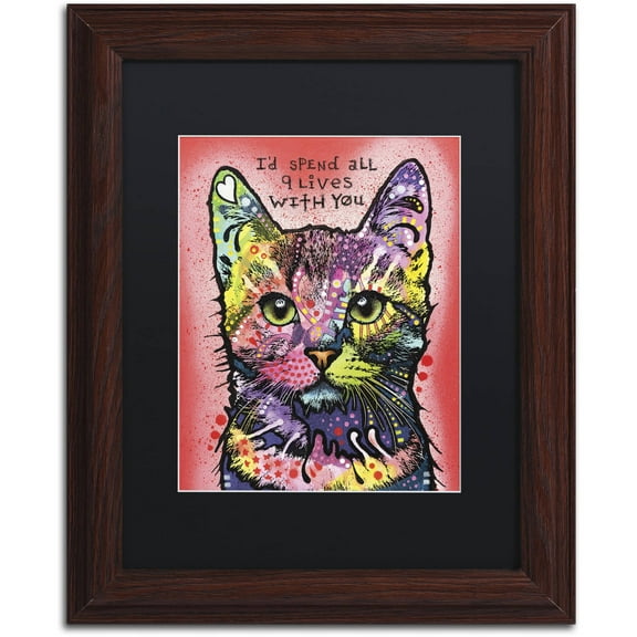 Trademark Fine Art '9 Lives' Canvas Art by Dean Russo, Black Matte, Wood Frame