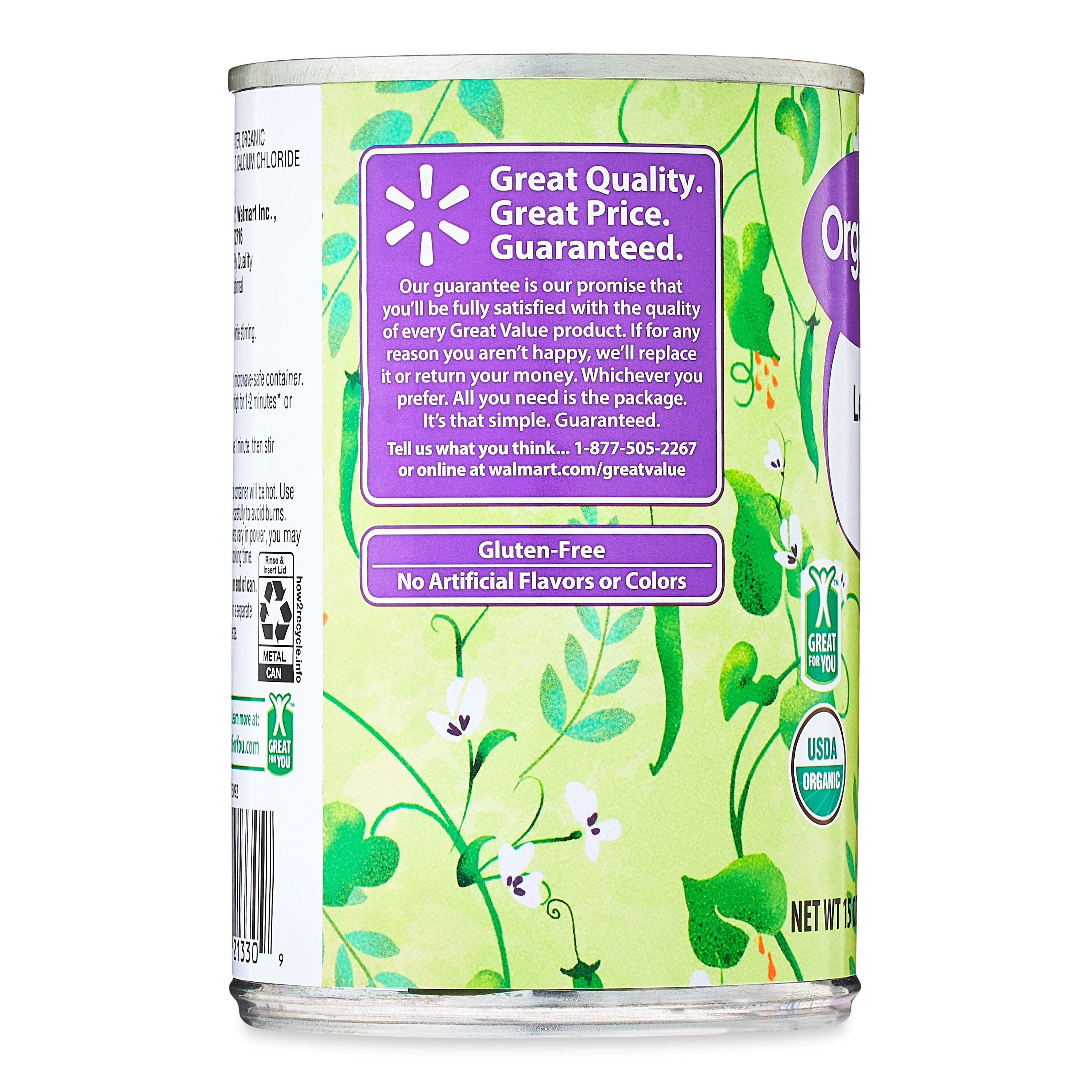 Great Value Organic Lentils, 15 oz Can