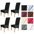 thumbnail image 1 of Funda elástica gruesa para sillas, diseño universal y moderno, ideal para comedor o hogar, incluye respaldo, paquete de 4, color negro., 1 of 6