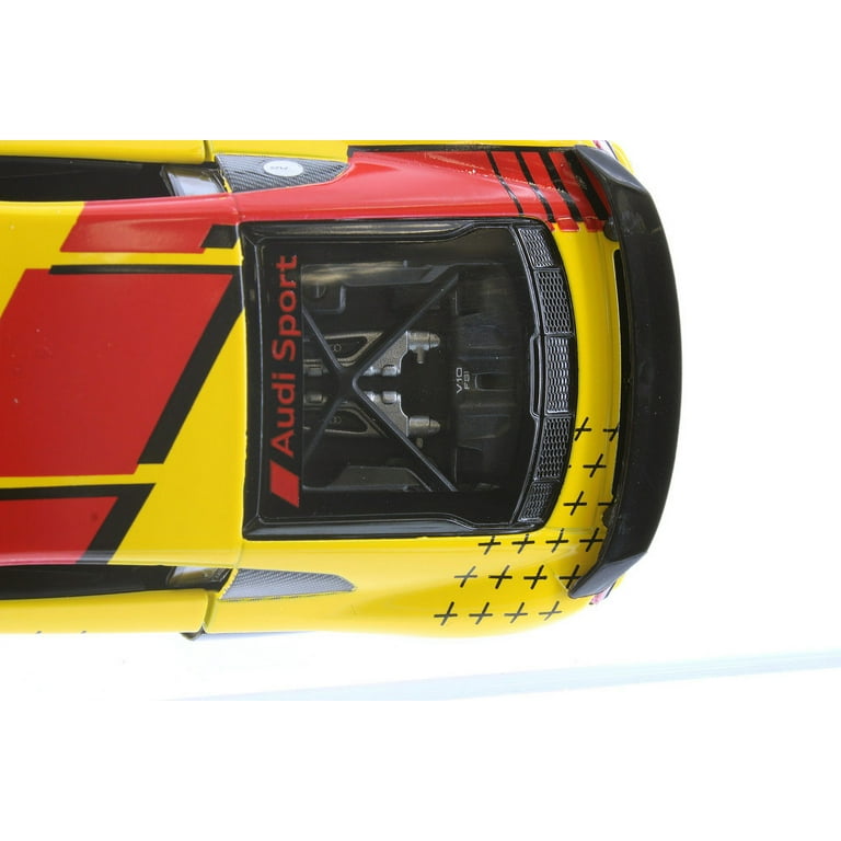 2020 Audi R8 Coupe Livery Edition, Yellow w/Red Stripe - Kinsmart