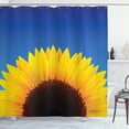 thumbnail image 1 of Yellow and Blue Shower Curtain, Sunflower with Summer Sky Agriculture Themed Digital Design, Fabric Bathroom Set with Hooks, 69W X 70L Inches, Dark Brown Yellow and Blue, by Ambesonne, 1 of 3